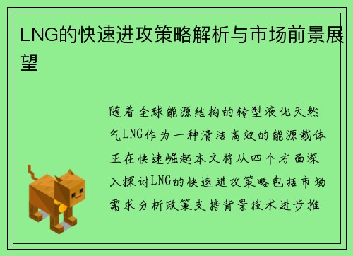 LNG的快速进攻策略解析与市场前景展望
